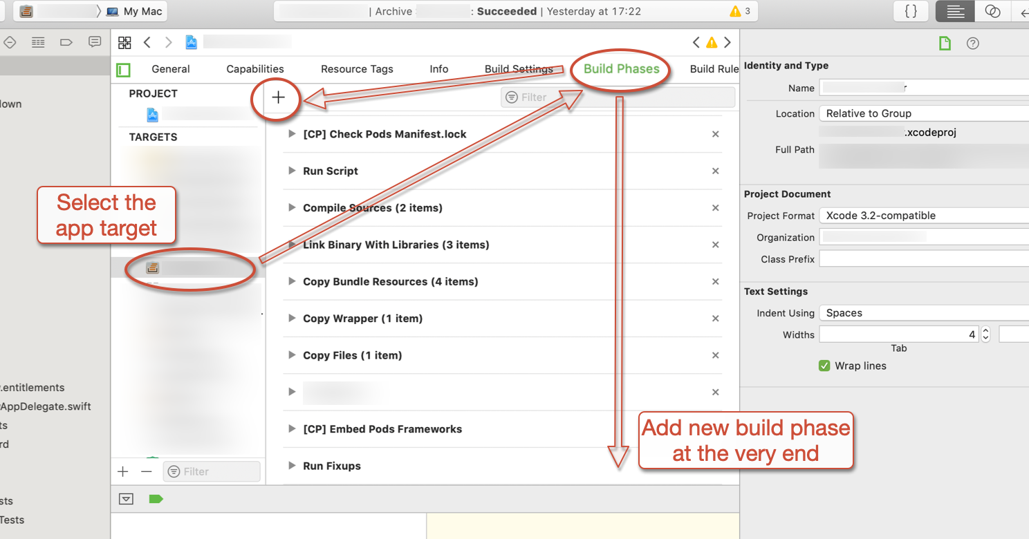 Adding a custom build phase in Xcode