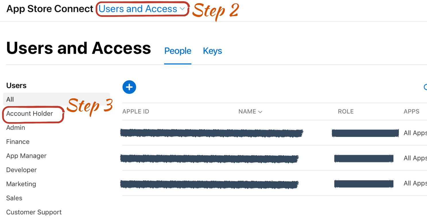 App store connect account holder 2x